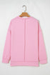 Horizontal Ribbed Drop Shoulder Baggy Textured Pullover Top