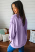 Horizontal Ribbed Drop Shoulder Baggy Textured Pullover Top