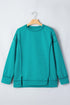 Horizontal Ribbed Drop Shoulder Baggy Textured Pullover Top