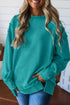 Horizontal Ribbed Drop Shoulder Baggy Textured Pullover Top