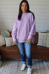 Horizontal Ribbed Drop Shoulder Baggy Textured Pullover Top
