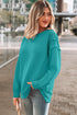 Horizontal Ribbed Drop Shoulder Baggy Textured Pullover Top