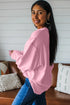 Horizontal Ribbed Drop Shoulder Baggy Textured Pullover Top