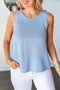 Horizontal Ribbed Patchwork Detail Swing Style Summer Knit Sleeveless Tank
