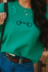 Horse Bit Graphic Short Sleeve Knit Sweater