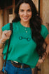 Horse Bit Graphic Short Sleeve Knit Sweater