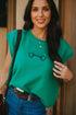 Horse Bit Graphic Short Sleeve Knit Sweater