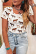 Horse Print Western Fashion Slim Fit Tee