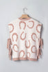 Horse Shoe Western Print Tied Side Short Sleeve Sweater