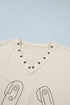 Horseshoe Embroidered Star Trim V Neck Loose Tank Top