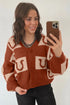 Horseshoe Plaid V Neck Button Front Cardigan