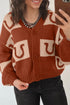 Horseshoe Plaid V Neck Button Front Cardigan