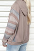Houndstooth Contrast Sleeve Drawstring Pullover Hoodie