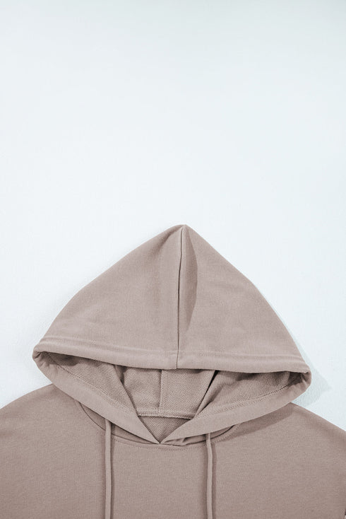 Houndstooth Contrast Sleeve Drawstring Pullover Hoodie