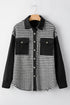 Houndstooth Corduroy Patchwork Flap Pocket Shirt Jacket