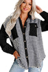 Houndstooth Corduroy Patchwork Flap Pocket Shirt Jacket