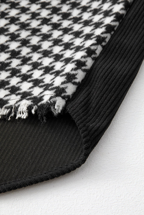 Houndstooth Corduroy Patchwork Flap Pocket Shirt Jacket