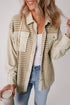 Houndstooth Corduroy Patchwork Flap Pocket Shirt Jacket