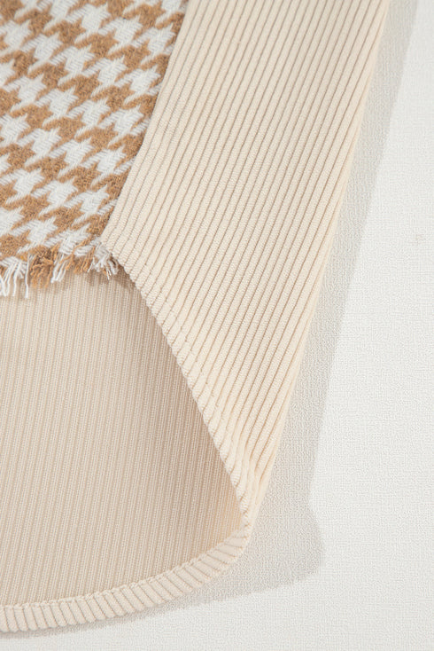 Houndstooth Corduroy Patchwork Flap Pocket Shirt Jacket