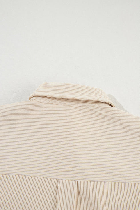 Houndstooth Corduroy Patchwork Flap Pocket Shirt Jacket
