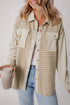 Houndstooth Corduroy Patchwork Flap Pocket Shirt Jacket