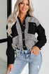 Houndstooth Corduroy Patchwork Flap Pocket Shirt Jacket