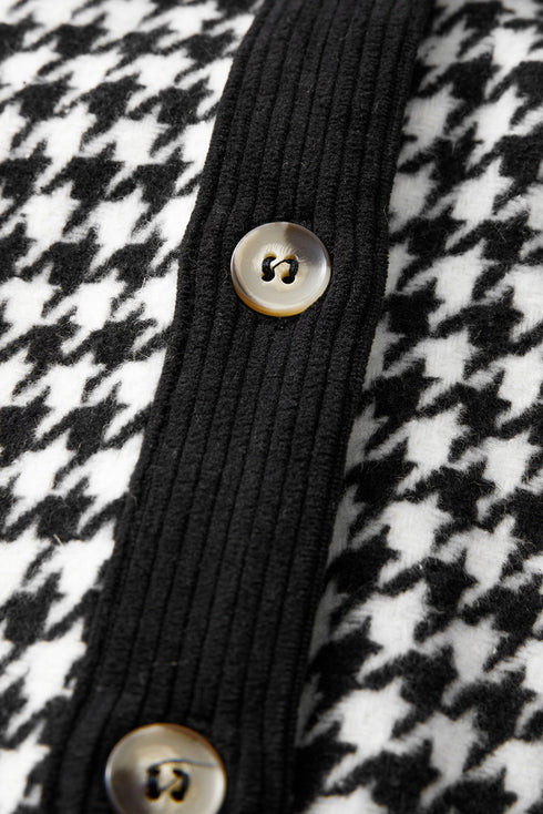 Houndstooth Corduroy Patchwork Flap Pocket Shirt Jacket