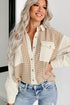 Houndstooth Corduroy Patchwork Flap Pocket Shirt Jacket