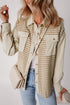 Houndstooth Corduroy Patchwork Flap Pocket Shirt Jacket