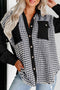 Houndstooth Corduroy Patchwork Flap Pocket Shirt Jacket