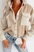Houndstooth Corduroy Patchwork Flap Pocket Shirt Jacket