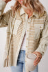 Houndstooth Corduroy Patchwork Flap Pocket Shirt Jacket