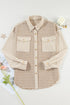 Houndstooth Corduroy Patchwork Flap Pocket Shirt Jacket