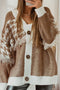 Houndstooth Fringe Detail Button Front Knit Cardigan