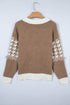 Houndstooth Fringe Detail Button Front Knit Cardigan