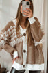 Houndstooth Fringe Detail Button Front Knit Cardigan