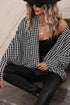 Houndstooth Pattern Oversized Batwing Sleeve Open Cardigan