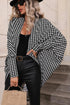 Houndstooth Pattern Oversized Batwing Sleeve Open Cardigan