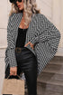 Houndstooth Pattern Oversized Batwing Sleeve Open Cardigan