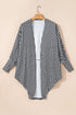 Houndstooth Pattern Oversized Batwing Sleeve Open Cardigan