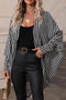 Houndstooth Pattern Oversized Batwing Sleeve Open Cardigan
