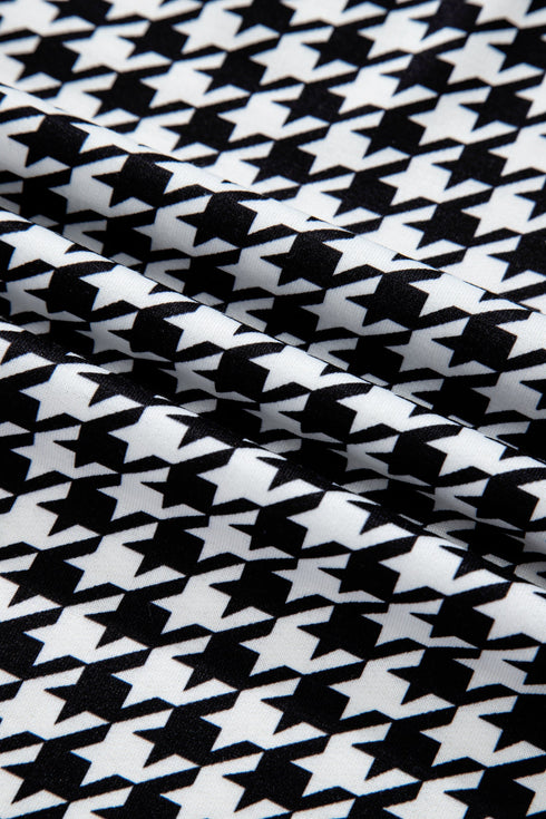 Houndstooth Pattern Oversized Batwing Sleeve Open Cardigan