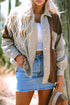Houndstooth Patterned Textured Patchwork Loose Shacket Jackets