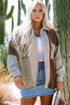 Houndstooth Patterned Textured Patchwork Loose Shacket Jackets