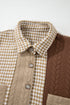 Houndstooth Patterned Textured Patchwork Loose Shacket Jackets