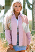 Houndstooth Patterned Textured Patchwork Loose Shacket Jackets