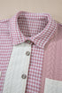 Houndstooth Patterned Textured Patchwork Loose Shacket Jackets
