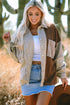 Houndstooth Patterned Textured Patchwork Loose Shacket Jackets