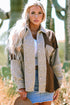 Houndstooth Patterned Textured Patchwork Loose Shacket Jackets