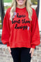 How Bout Them Dawgs Chenille Script Balloon Sleeve Drop Shoulder Sweatshirt